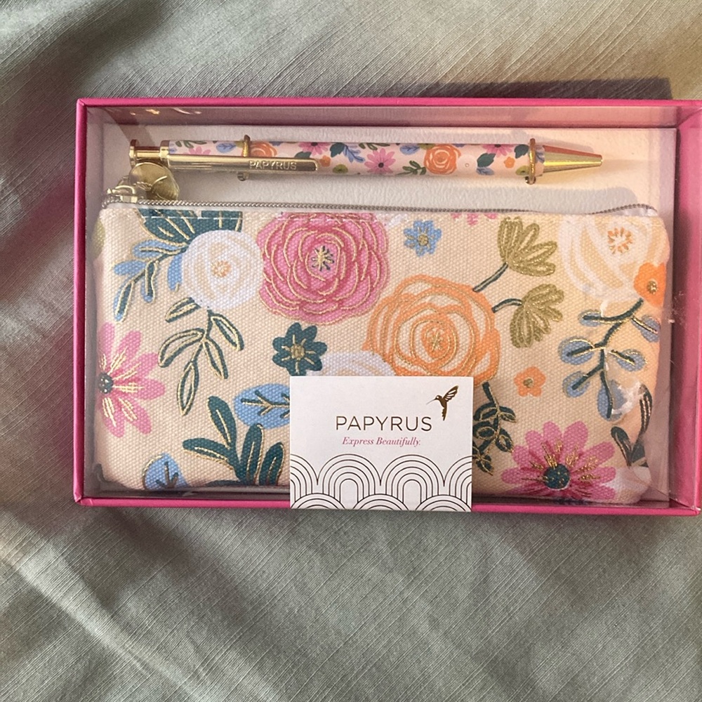 Papyrus Floral Pencil Case and Pen Set